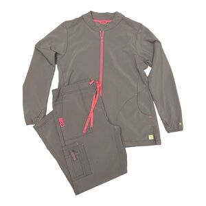 Carhartt Women's Gray Scrub Set with Pink Accents